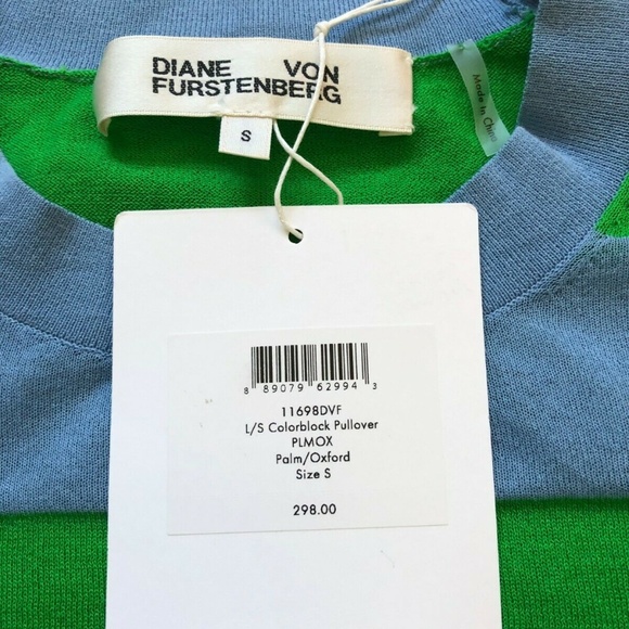 Diane Von Furstenberg Green and Blue Striped Top - Picture 5 of 5